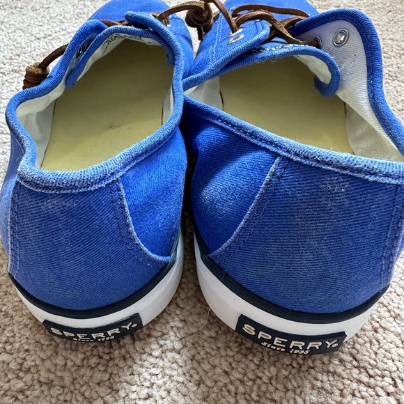 SPERRY Top-Sider Marine Blue Shoes MISMATCHED SIZES 8 & 8.5 Leather Laces Curled - Picture 5 of 12